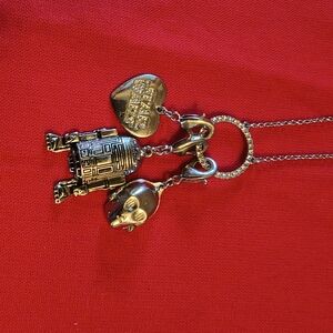 Silver Robot and Heart Pendant Necklace